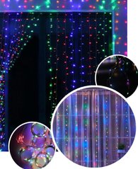 Гирлянд штора водопад мульти 3x2 м роса 200 led RGB на медной проволоке светодиодная Xmas LED M-9 3мx2м
