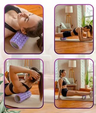 Массажный ролик для йоги и фитнеса 60 см OSPORT, Роллер для фасциального массажа мышц, Валик для йоги и фитнеса