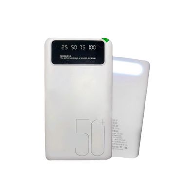 Зарядний пристрій Power Bank Viaking N5 50000 mAh. повербанк з дисплеєм та ліхтариком, Білий
