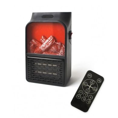 Електричний міні обігрівач камін Flame heater з пультом 1000Вт, портативний обігрівач камін, Чорний