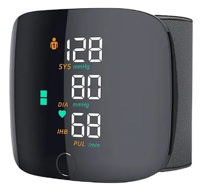 Розумний інтелектуальний портативний Тонометр автоматичний на зап'ясті BK-606B USB від акумулятора 300 мАч, з LED дисплеєм, сенсорним екраном та голосом, інноваційний та зручний Прилад для вимірювання тиску та пульсу