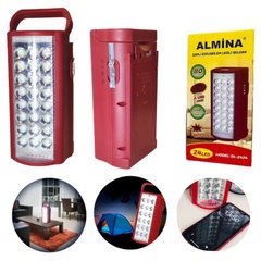 Фонарь переносной кемпинговый светодиодный аккумуляторный ALFARID (Almina) DL-2424 24 LED с функцией Power Bank, аварийное освещение, Красный
