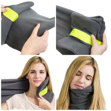 Дорожня масажна подушка шарф для подорожей Travel Pillow, сірий