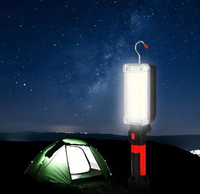 Практичний Ліхтар світлодіодний акумуляторний для СТО 20Вт, USB, WOW ZJ-8859 COB з магнітом та гачком, ручний переносний портативний кемпінговий зручний ліхтарик для походів та туризму, підвісна лампа світильник для майстерень, світло для авто