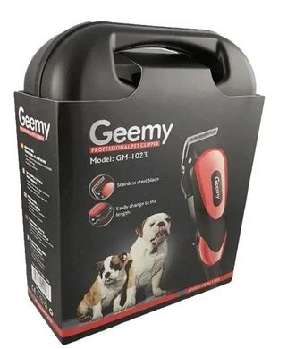 Універсальна машинка для стрижки тварин Geemy GM-1023 10W, триммер для грумінгу собак та котів, чорно-червоний
