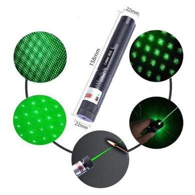Лазерна указка Laser Pointer YL-303 1000mW, лазер зелений з акумуляторним насадками, Зелений