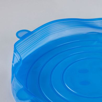Набір силіконових кришок для посуду 6 шт Silicon Lids для зберігання продуктів гнучкі кришки-плівки, Синій
