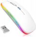 Бездротова універсальна безшумна миша BauTech Зі світлодіодним різнобарвним RGB підсвічуванням тонка, ергономічна, сучасна акумуляторна Bluetooth + 2.4 ГГц тиха, колір чорний білий, мишка для ПК для ноутбука
