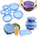 Набор силиконовых крышек для посуды 6 шт Silicon Lids для хранения продуктов гибкие крышки-пленки, Синий