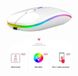 Бездротова універсальна безшумна миша BauTech Зі світлодіодним різнобарвним RGB підсвічуванням тонка, ергономічна, сучасна акумуляторна Bluetooth + 2.4 ГГц тиха, колір чорний білий, мишка для ПК для ноутбука