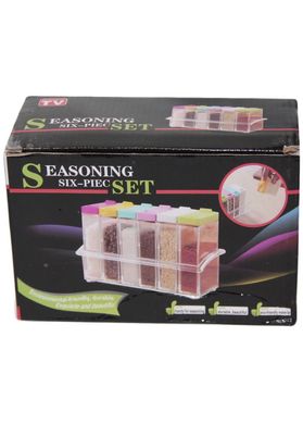 Органайзер для зберігання спецій Supretto Seasoning Piece Set six на 6 осередків на підставці, набір спецівниць для зберігання приправ та спецій, Різні кольори