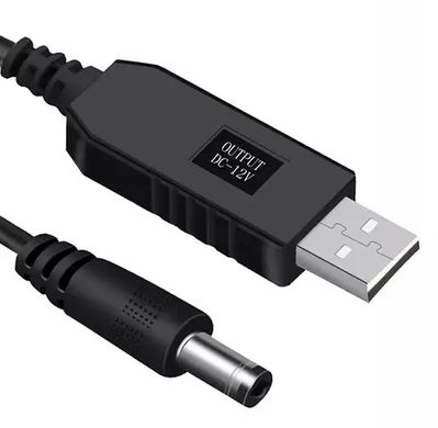 Кабель питания для роутера 12V от Power Banka USB × DC 5.5×2.5mm, кабель для Wifi роутеров, Черный