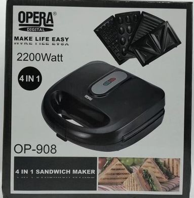 Мультимейкер 4 в 1 Opera OP-908 2200W Гриль, сэндвичница, вафельница