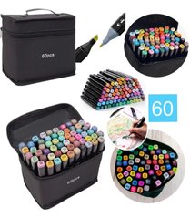 Набір різнокольорових маркерів для скетчингу та малювання 60 штук в упаковці, двосторонні професійні художні маркери