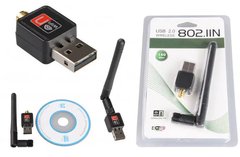 USB WiFi адаптер антенна 802.11n 150 Мбит/с для пк и ноутбука  , Черный