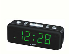 Електронні настільні годинник з будильником vst 738 green