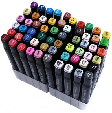 Набір різнокольорових маркерів для скетчингу та малювання 60 штук в упаковці, двосторонні професійні художні маркери