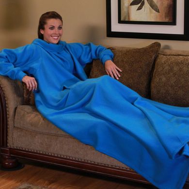 Плед, одеяло с рукавами SNUGGIE, плед халат, плед флисовый, Синий