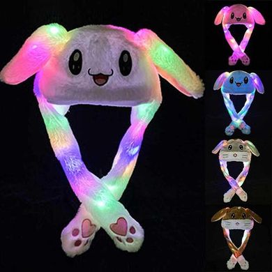 Светящаяся шапка Pikachu с двигающимися ушами Зайчик, Детская шапка с подсветкой, Шапка заяц