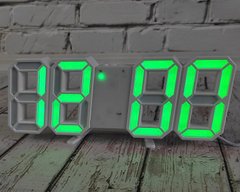 Электронные настольные LED часы белые LY-1089 с зеленой подсветкой с будильником, календарем, термометром, Белый
