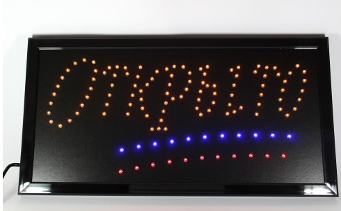 Светодиодная LED вывеска табло "Открыто" с желтыми символами