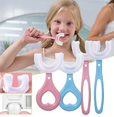 Дитяча зубна щітка U-подібна з очищенням на 360 градусів, зубна щітка капа для дітей силіконова від 2 до 6 років, в асортименті