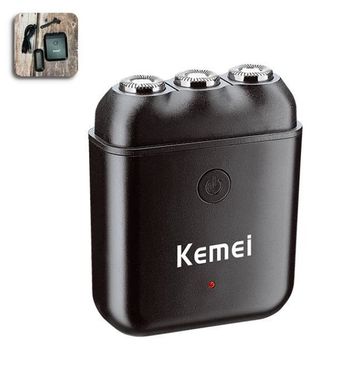 Портативная мини электробритва Kemei KM-1005, аккумуляторная роторная карманная мини бритва