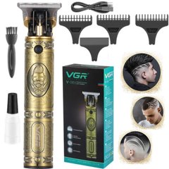 Провідна професійна машинка для стрижки волосся VGR V-085 з насадками, акумуляторний триммер, машинка для окантовки, Золотий