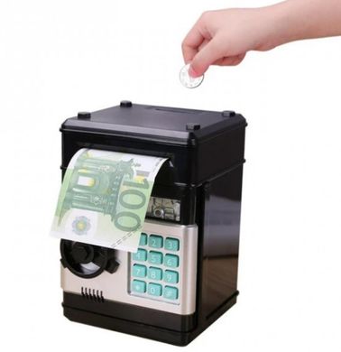 Электронная оригинальная копилка-сейф автомат с кодовым замком и купюроприемником, Банкомат для монет и для купюр для накопления, детская, надежный способ хранить и копить деньги, сигнализация, автоматическое прокручивание купюр как в терминале