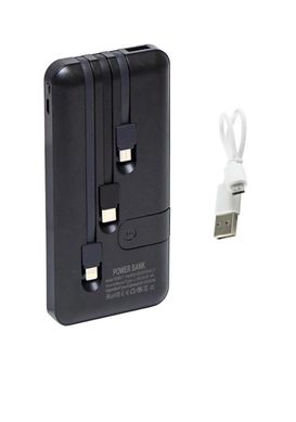 Універсальний Павербанк Viaking N6 Powerbank 50000 mAh вбудовані кабелі USB, micro USB, Type-C, Lightning портативна батарея, з підставкою для телефону, компактний зарядний пристрій, Чорний