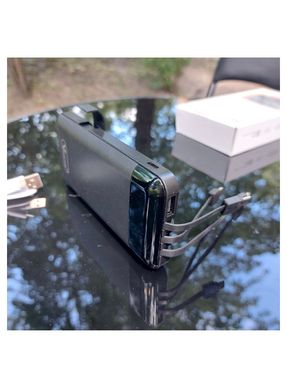 Универсальный Павербанк Viaking N6 Powerbank 50000 mAh встроенные кабели USB, micro USB, Type-C, Lightning портативна батарея,с подставкой для телефона, компактное зарядное устройство, Черный