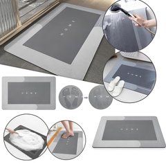 Водопоглинаючий прямокутний килимок для ванної кімнати Home 60*40 см, антиковзний діатомітовий килимок для ніг, що вбирає воду, сірий