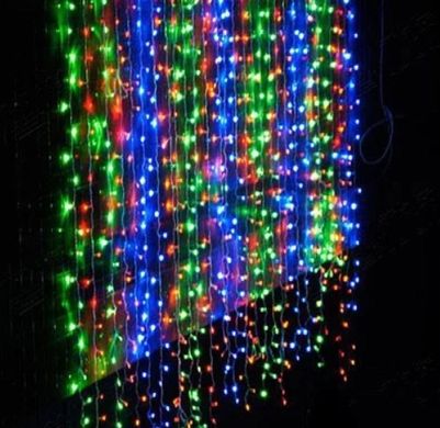 Світлодіодна гірлянда штора водоспад мульти різнокольорова 3Mx3M 320 діодів RGB