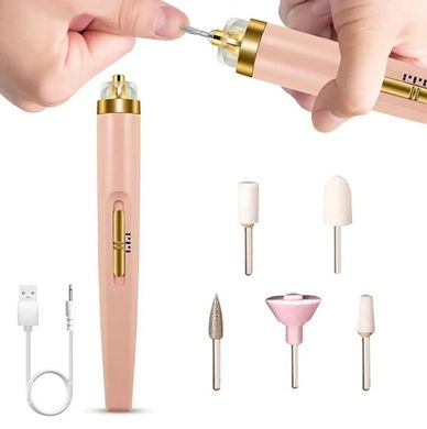 Бездротовий фрезер-ручка для манікюру та педикюру Flawless Salon Nails 5 в 1, Рожевий