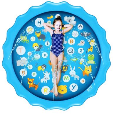 Надувний килимок з фонтаном для дітей, міні дитячий басейн з водяними бризками Swimming Ring 170 см, Синій