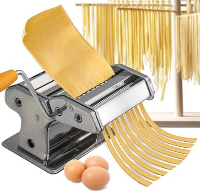 Ручная лапшерезка с насадками для раскатки теста Costway Pasta, тестораскатка, Машинка для нарезки лапши, Серебристый