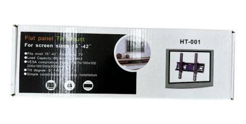 Кронштейн универсальный практичный стационарный на стену Для Тв LED, LCD HT001 для диагонали 14*-43*, Настенное прочное безопасное устойчивое крепление для ЖК-телевизора, крепеж для монтажа телевизоров до 40 кг с уровнем