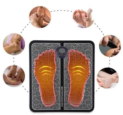 Массажный лечебный електрический коврик для ступней и ног EMS Foot Massager стимулирующий кровообращение, Черный