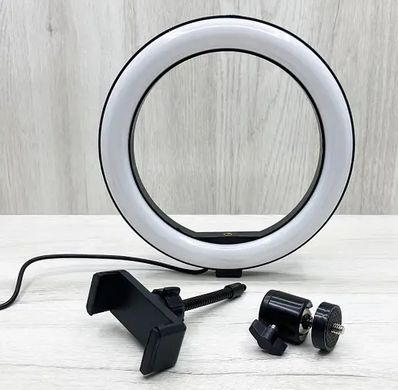Кільцева світлодіодна LED лампа MJ26 RGB 26 см для селфі, фото та відео, студійне світло, Чорний