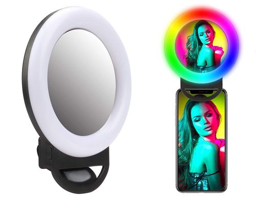Кольцевая селфи-лампа с зеркалом на телефон  Selfie Ring Light H8-1, кольцевая лапма для телефона Rgb