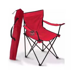 Стілець туристичний складаний до 150 кг з чохлом червоний, Складаний стілець-крісло для походів, Червоний