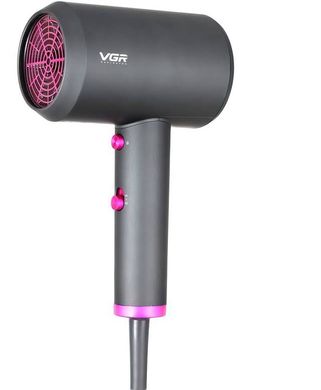 Професійний фен для волосся VGR V-400 2200 Вт з насадкою концентратором для сушіння та укладання волосся, 2 режими швидкості, Темно-сірий
