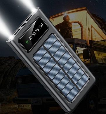 Power bank 10000mAh SOLAR панель + Кабель 4в1,портативное зарядное устройство,встроенный светодиодный фонарик,экран с отображением уровня заряда,внешний аккумулятор,УМБ,универсальная мобильная батарея