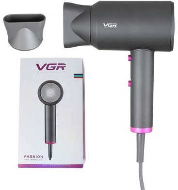 Профессиональный фен для волос VGR V-400 2200 Вт с насадкой концентратором для сушки и укладки волос , 2 режима скорости, Тёмно-серый
