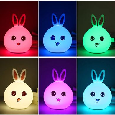 Детский ночник светильник Зайчик Rabbit Silicone Lamp LY-271 силиконовый, аккумуляторный, лампа зайчик кролик Soft Touch, в ассортименте
