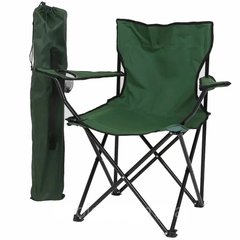 Стілець туристичний розкладний до 150 кг Темно зелений, Складаний стілець, крісло для походів у чохлі