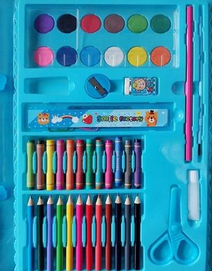 Багатофункціональний Набір Для Малювання 86 Предметів Синій І Рожевий, Комплект для Дитячої творчості та розвитку, Кейс для юного художника , універсальна валіза для любителів малювати