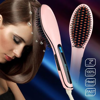Расческа-выпрямитель Fast Hair Straightener HQT-906, Розовый