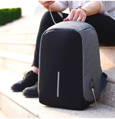 Городской рюкзак Антивор Bobby под ноутбук 15,6" серый, Универсальный рюкзак Бобби для ноутбука 45х30х16,5 см , серый
