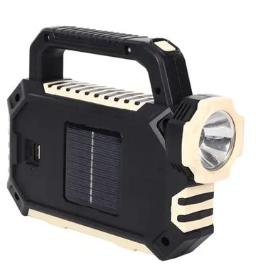 Ручний акумуляторний ліхтар HS-8029-7-A із сонячною панеллю та Power Bank 2800мАг, 3 режими освітлення, Чорний